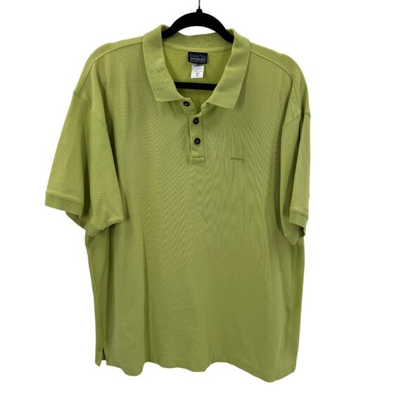 Patagonia Organic Cotton Bright Green Polo Shirt Mens XL - Picture 1 of 5